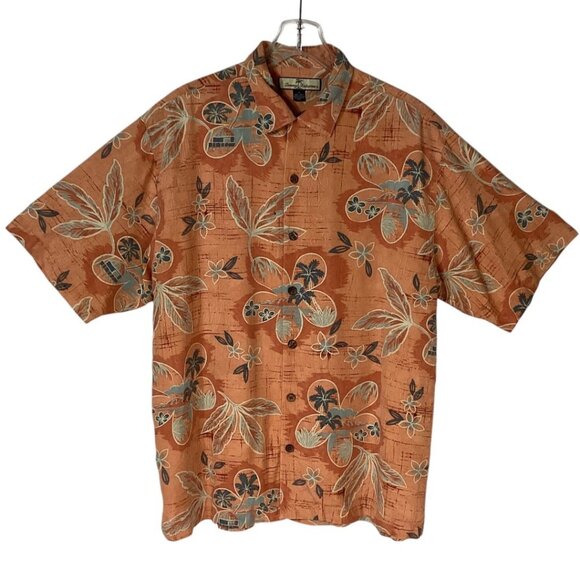 Tommy Bahama Orange Floral‎ Hawaiian Silk Shirt Men's Size Medium - Picture 1 of 5